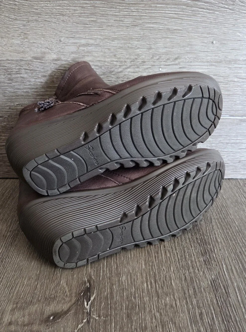 Skechers Women's Parallel - Double Trouble Brown Wedge Ankle Bootie Size 8.5
